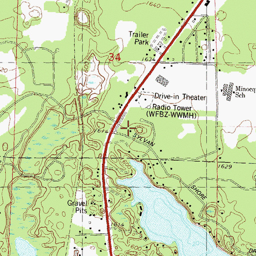 Topographic Map of WMYM-AM (Minocqua), WI