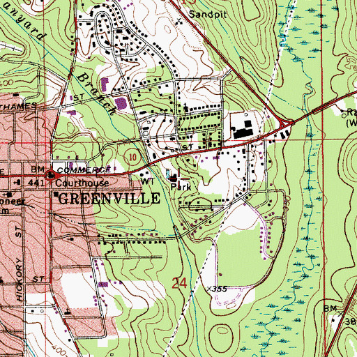 Topographic Map of Beeland Park, AL