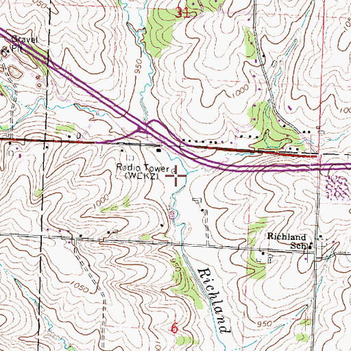 Topographic Map of WEKZ-AM (Monroe), WI