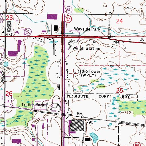 Topographic Map of WPLY-AM (Plymouth), WI