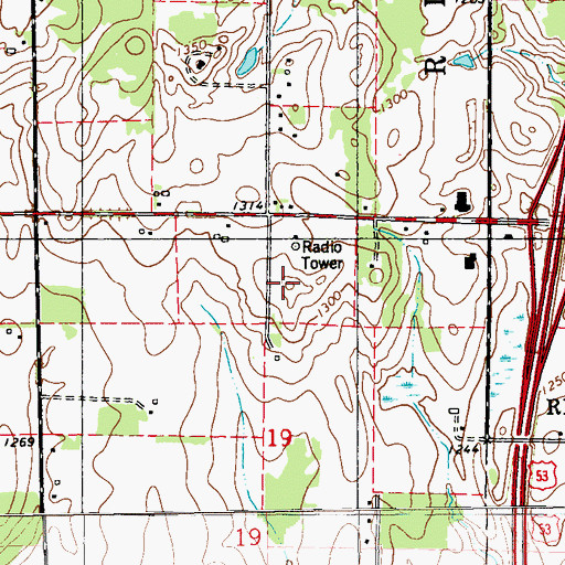 Topographic Map of WJMC-AM (Rice Lake), WI