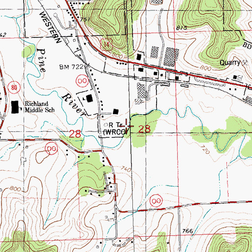 Topographic Map of WRCO-AM (Richland Center), WI