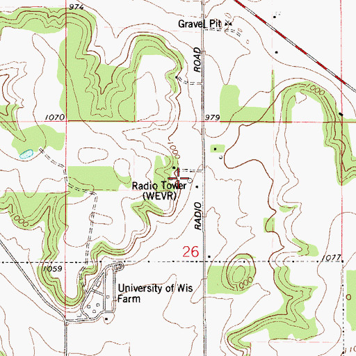 Topographic Map of WEVR-AM (River Falls), WI