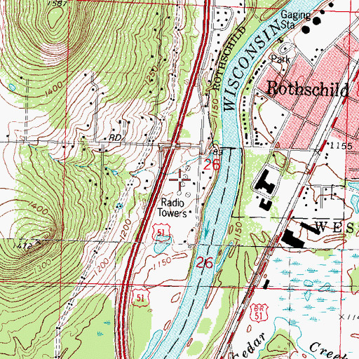 Topographic Map of WRIG-AM (Schofield), WI