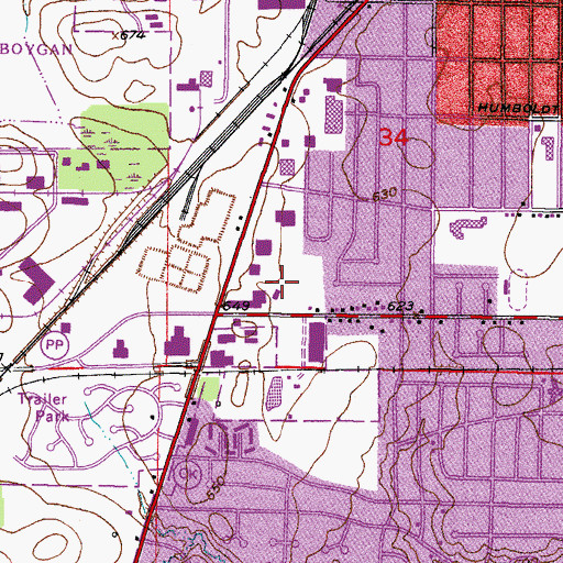 Topographic Map of WHBL-AM (Sheboygan), WI