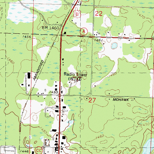 Topographic Map of WJJQ-AM (Tomahawk), WI