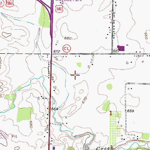 Topographic Map of WCUB-AM (Two Rivers), WI