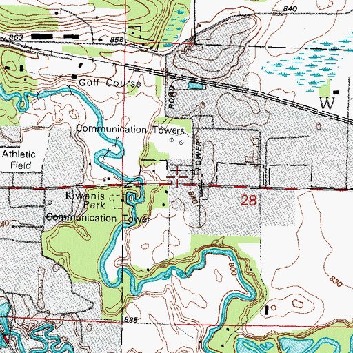 Topographic Map of WDUX-AM (Waupaca), WI