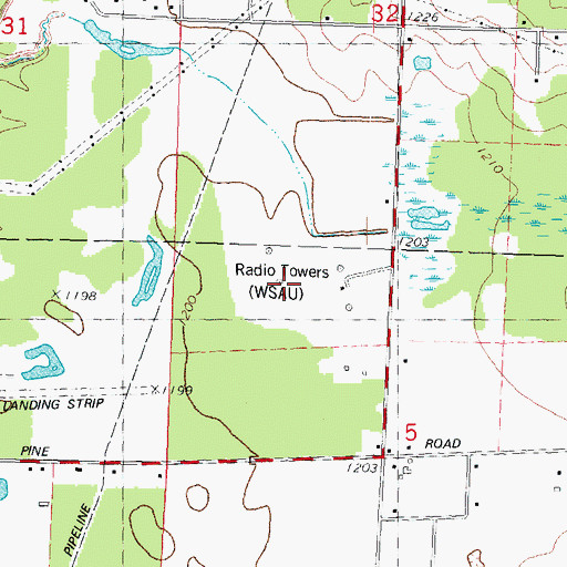 Topographic Map of WSAU-AM (Wausau), WI