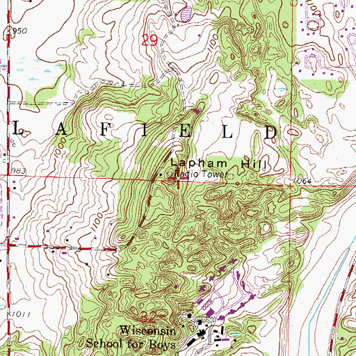 Topographic Map of WHAD-FM (Delafield), WI