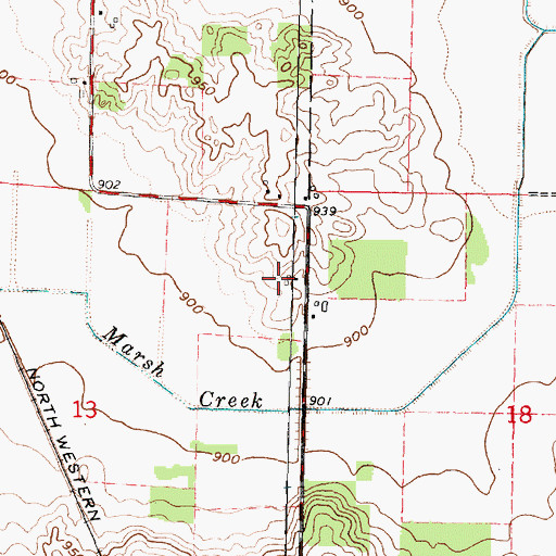 Topographic Map of WMJB-FM (Evansville), WI