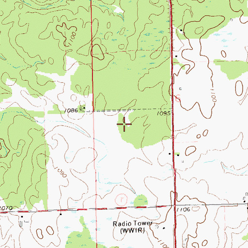 Topographic Map of WWIB-FM (Ladysmith), WI