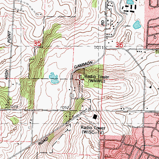Topographic Map of WNWC-FM (Madison), WI