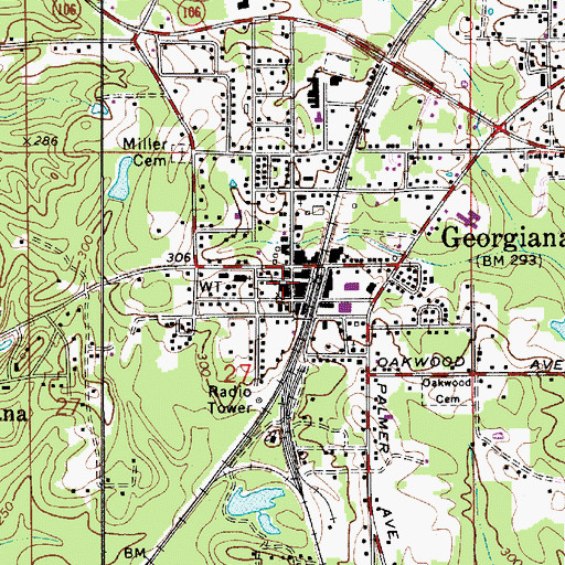 Topographic Map of Georgiana Hospital, AL