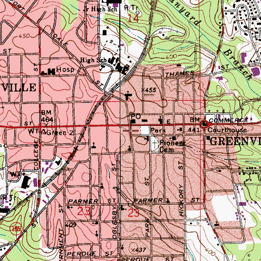 Topographic Map of Greenville Public Library, AL