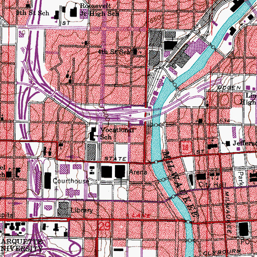 Topographic Map of WMSE-FM (Milwaukee), WI