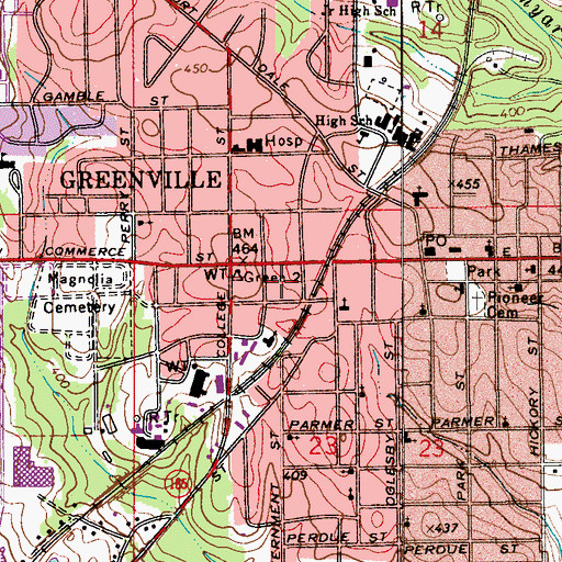 Topographic Map of King Street Historic District, AL