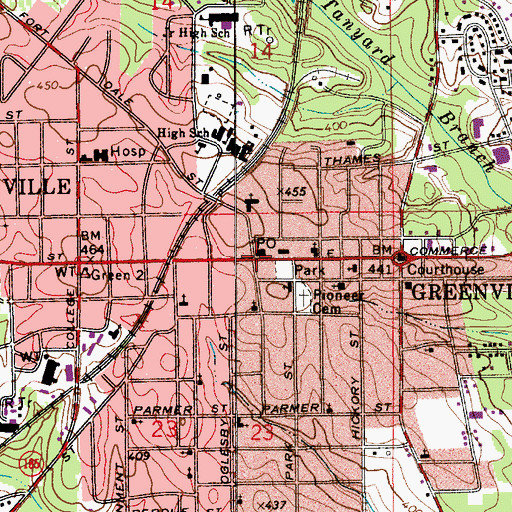 Topographic Map of Post Office Historic District, AL