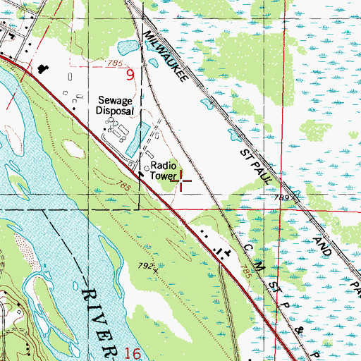 Topographic Map of WDDC-FM (Portage), WI