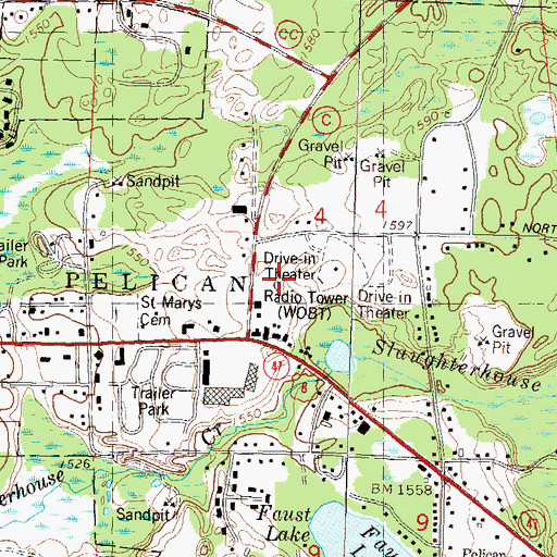 Topographic Map of WRHN-FM (Rhinelander), WI