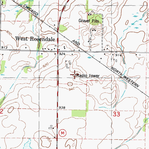 Topographic Map of WYUR-FM (Ripon), WI