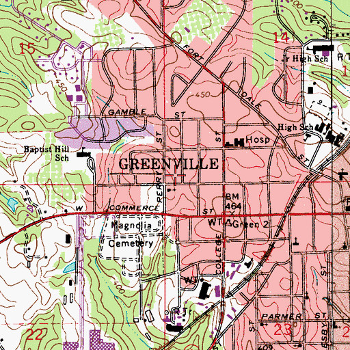 Topographic Map of Washington Street Playground, AL