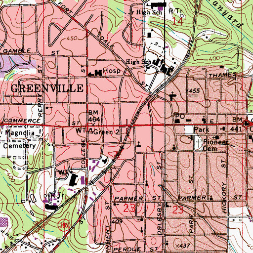 Topographic Map of West Commerce Street Historic District, AL