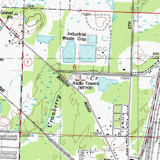 Topographic Map of WWRW-FM (Wisconsin Rapids), WI