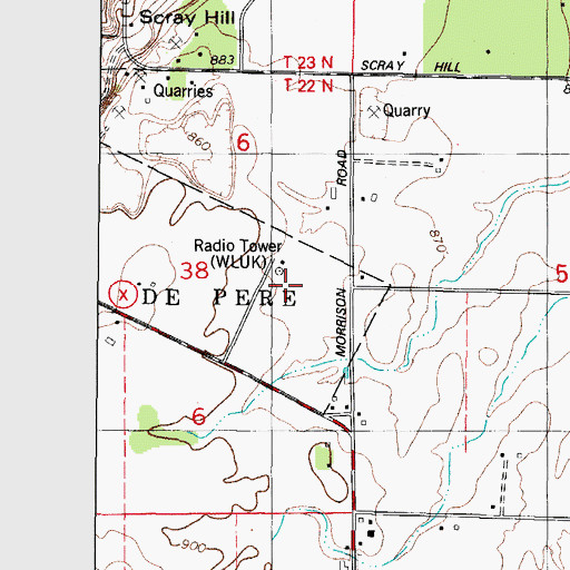 Topographic Map of WLUK-TV (Green Bay), WI
