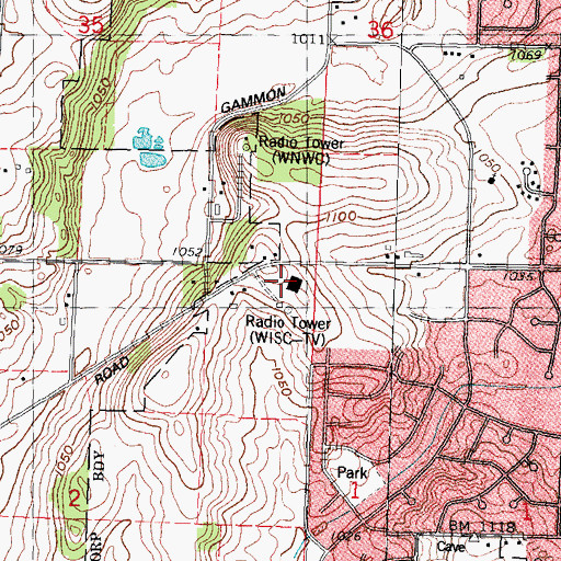 Topographic Map of WISC-TV (Madison), WI