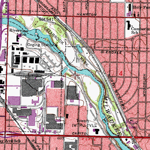Topographic Map of WMVS-TV (Milwaukee), WI
