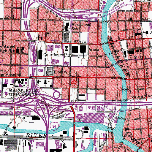Topographic Map of WDJT-TV (Milwaukee), WI