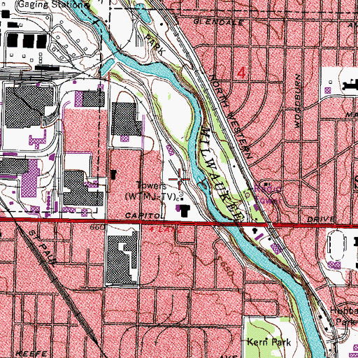 Topographic Map of WTMJ-TV (Milwaukee), WI
