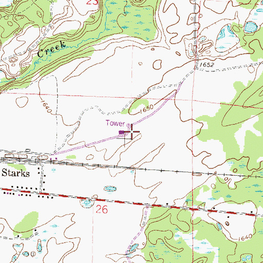 Topographic Map of WJFW-TV (Rhinelander), WI