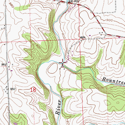 Topographic Map of Rountree Branch, WI