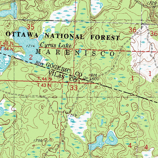 Topographic Map of Stateline Lookout Tower, WI