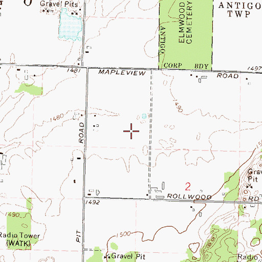 Topographic Map of WATK-AM (Antigo), WI