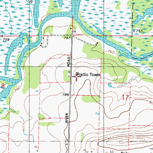 Topographic Map of WISS-AM (Berlin), WI