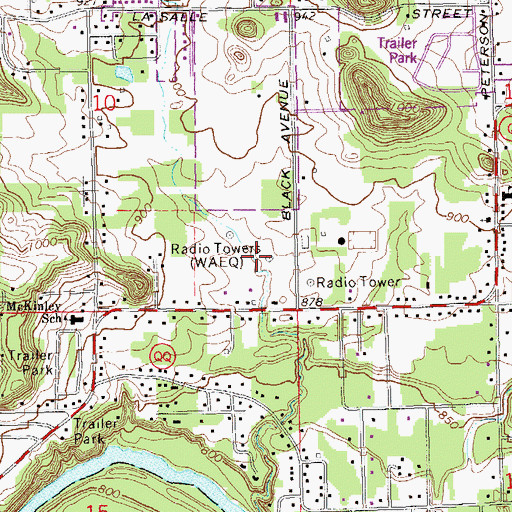 Topographic Map of WEAQ-AM (Eau Claire), WI