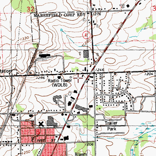 Topographic Map of WDLB-AM (Marshfield), WI