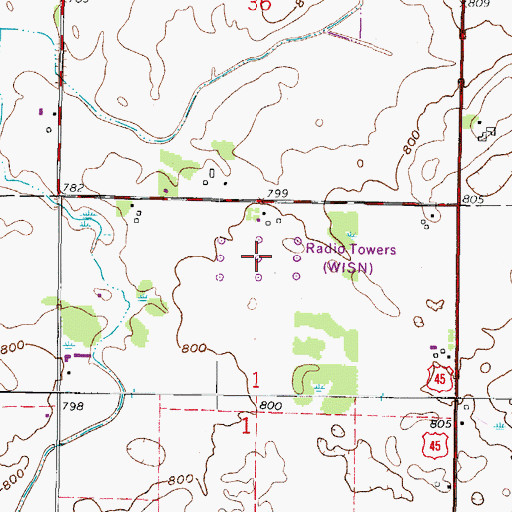 Topographic Map of WISN-AM (Milwaukee), WI