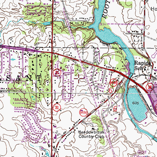 Topographic Map of WBZN-AM (Racine), WI