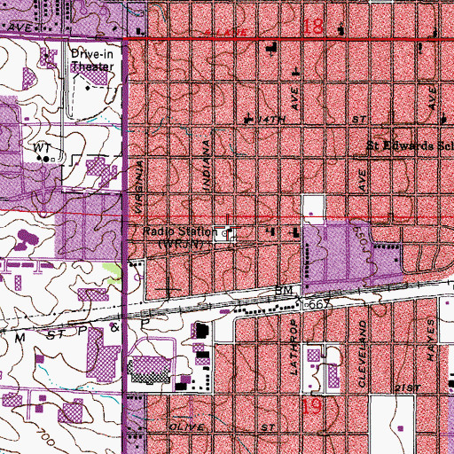 Topographic Map of WRJN-AM (Racine), WI