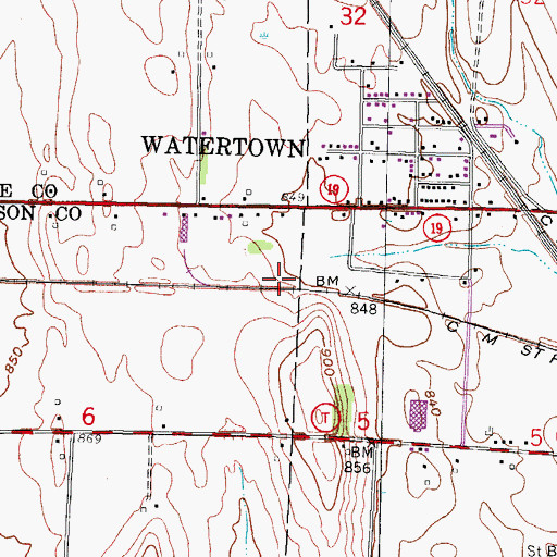 Topographic Map of WTTN-AM (Watertown), WI
