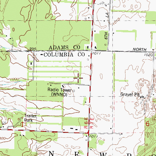 Topographic Map of WNNO-AM (Wisconsin Dells), WI
