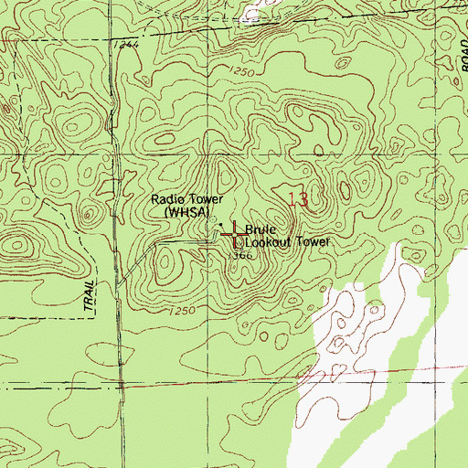 Topographic Map of WHSA-FM (Brule), WI