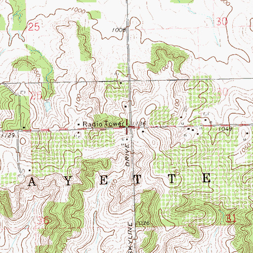 Topographic Map of WCFW-FM (Chippewa Falls), WI