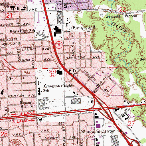 Topographic Map of WUEC-FM (Eau Claire), WI