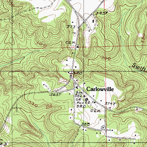 Topographic Map of Carlowville Historic District, AL