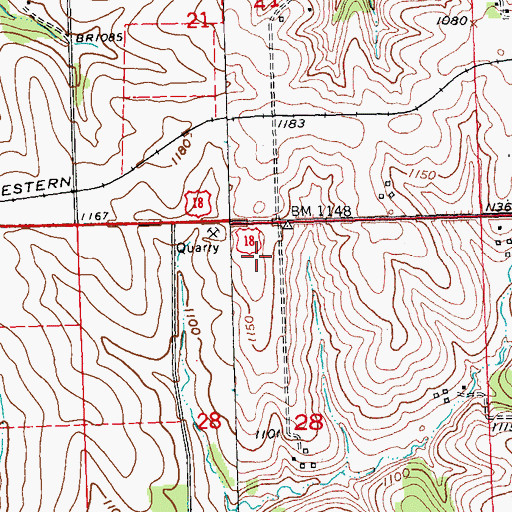 Topographic Map of WJTY-FM (Lancaster), WI